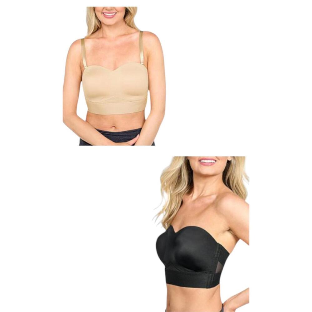 Rhonda Shear Women's 2pk Molded Convertible Strapless Bra Black/Beige -